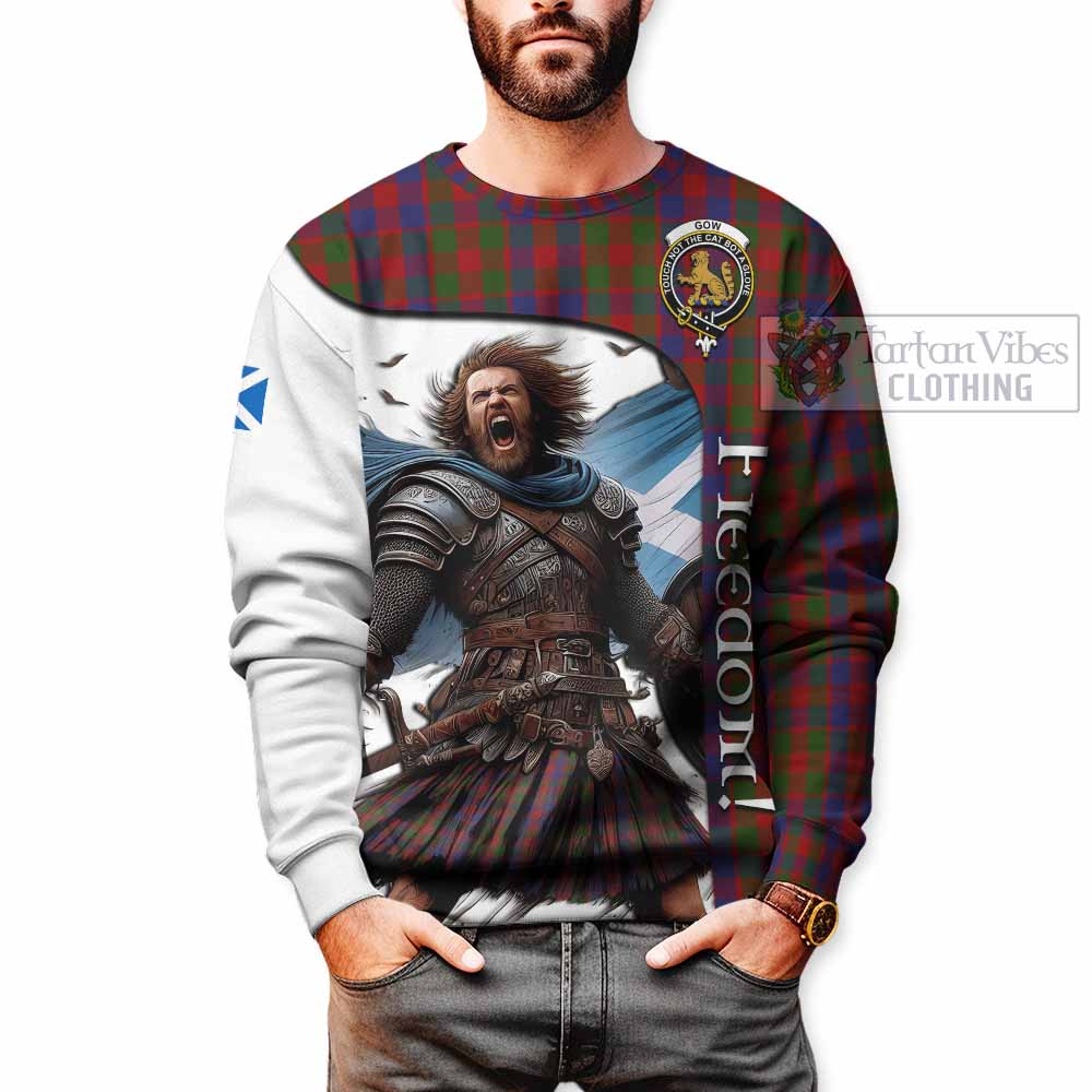 Tartan Vibes Clothing Gow Crest Tartan Sweatshirt Inspired by the Freedom of Scottish Warrior