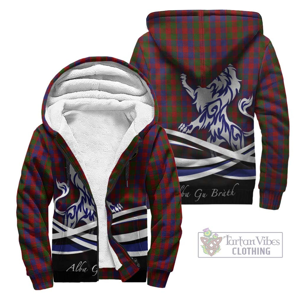 Gow Tartan Sherpa Hoodie with Alba Gu Brath Regal Lion Emblem Unisex - Tartanvibesclothing Shop