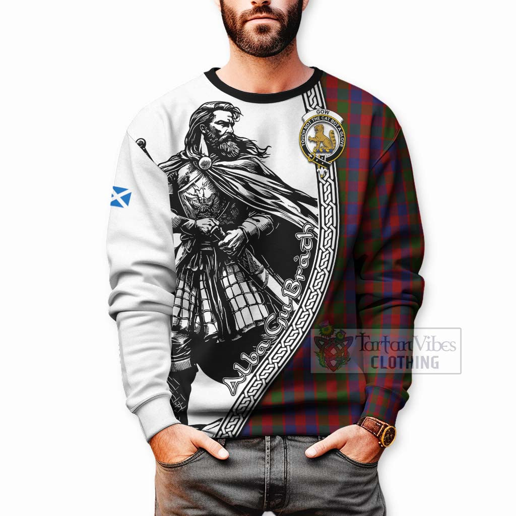 Tartan Vibes Clothing Gow Tartan Clan Crest Sweatshirt with Highlander Warrior Celtic Style