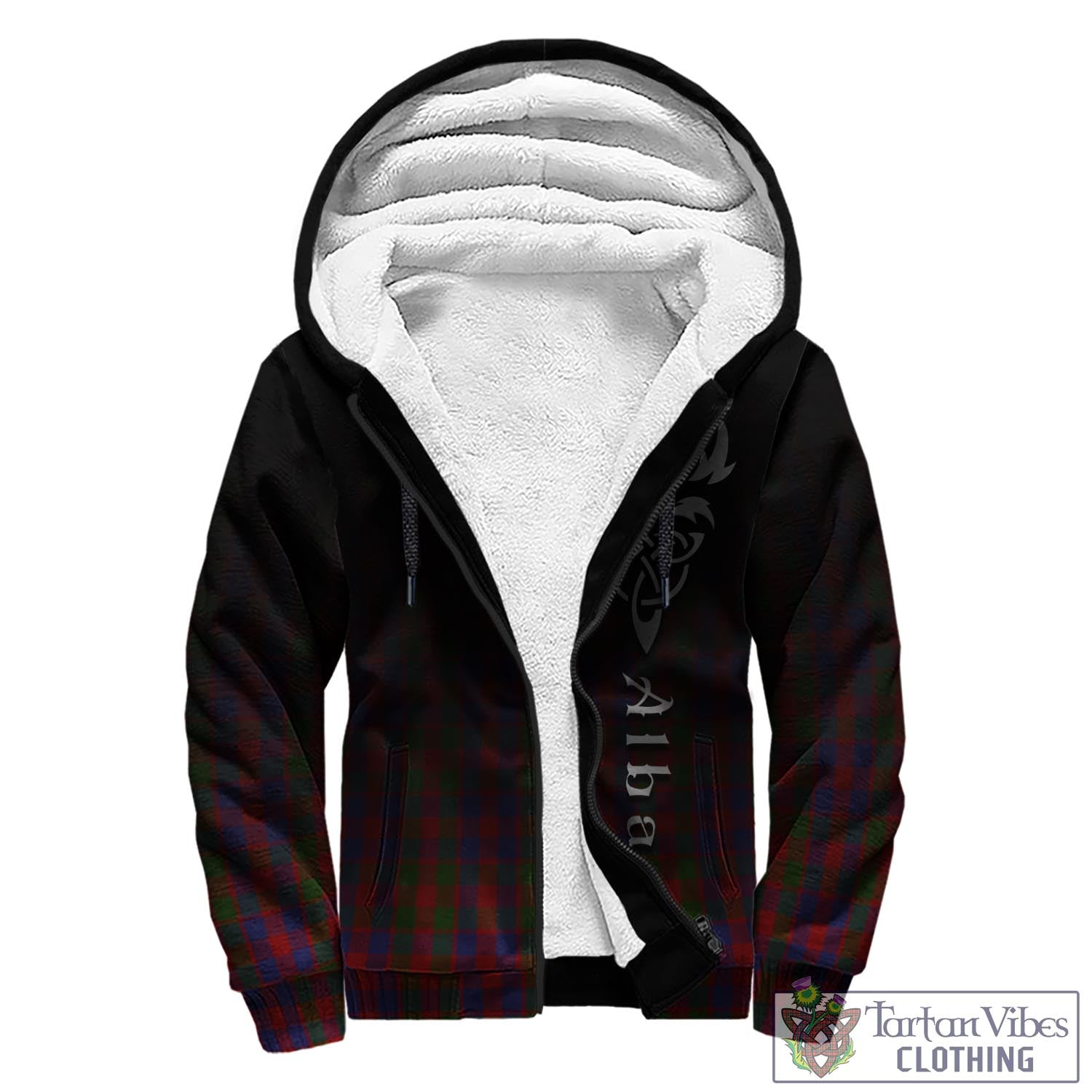 Tartan Vibes Clothing Gow Tartan Sherpa Hoodie Featuring Alba Gu Brath Family Crest Celtic Inspired