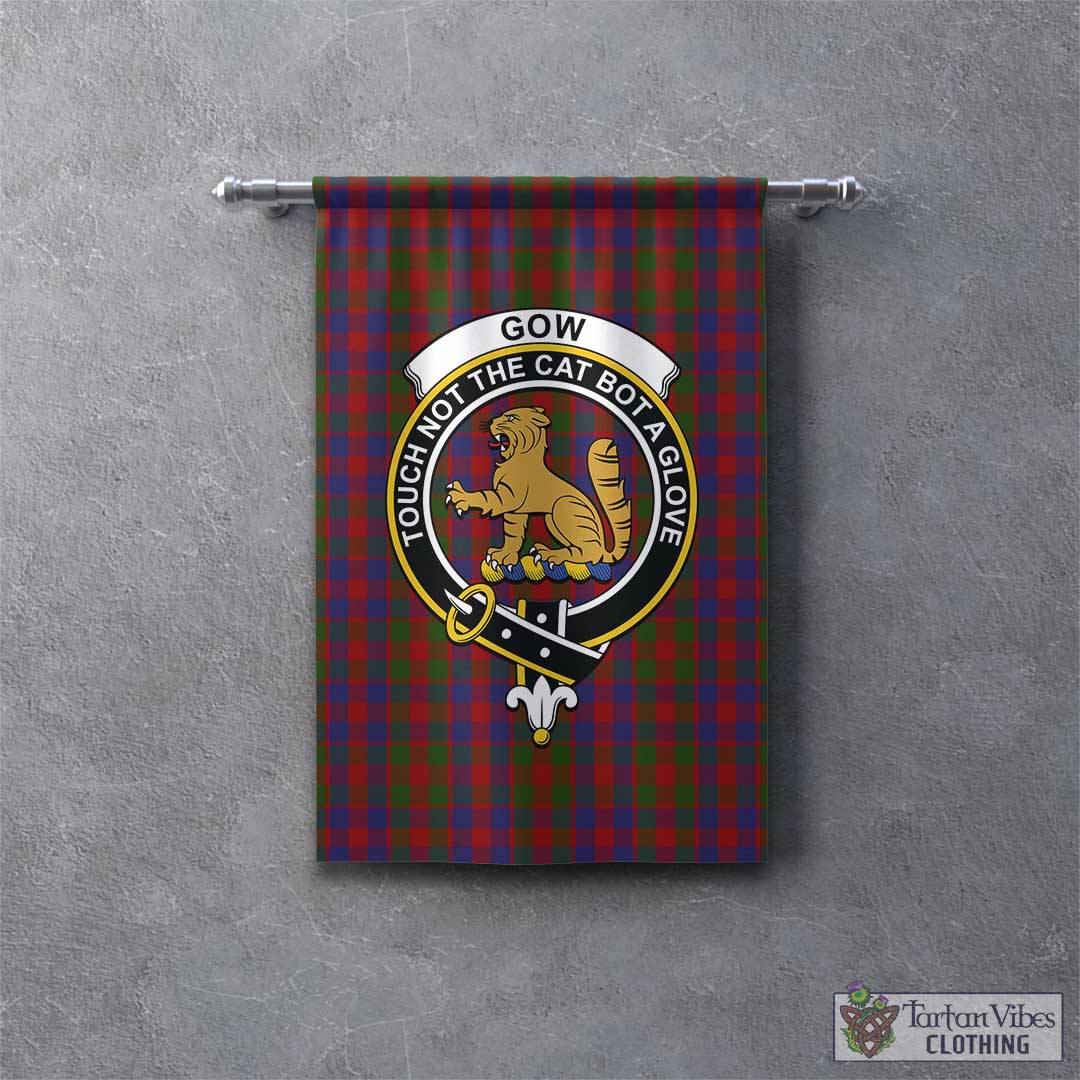 Tartan Vibes Clothing Gow Tartan Gonfalon, Tartan Banner with Family Crest