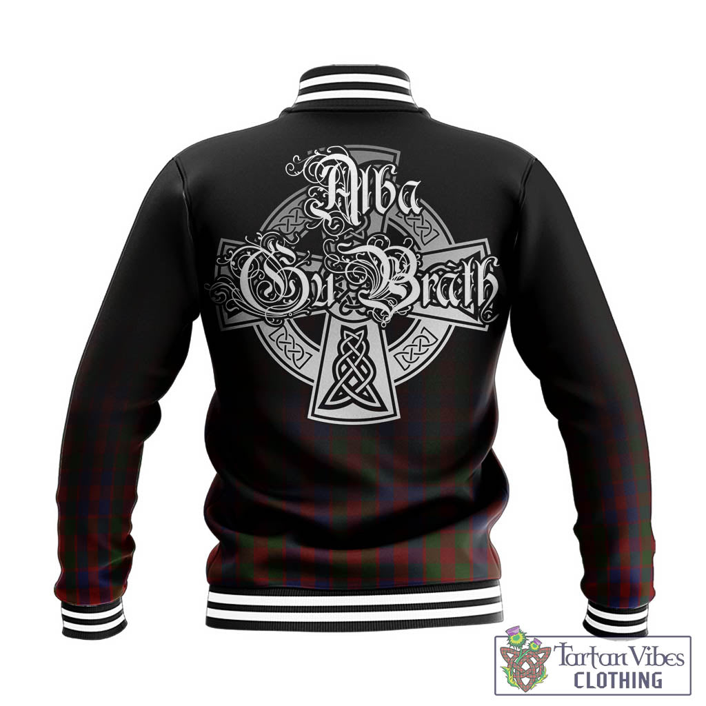 Tartan Vibes Clothing Gow Tartan Baseball Jacket Featuring Alba Gu Brath Family Crest Celtic Inspired