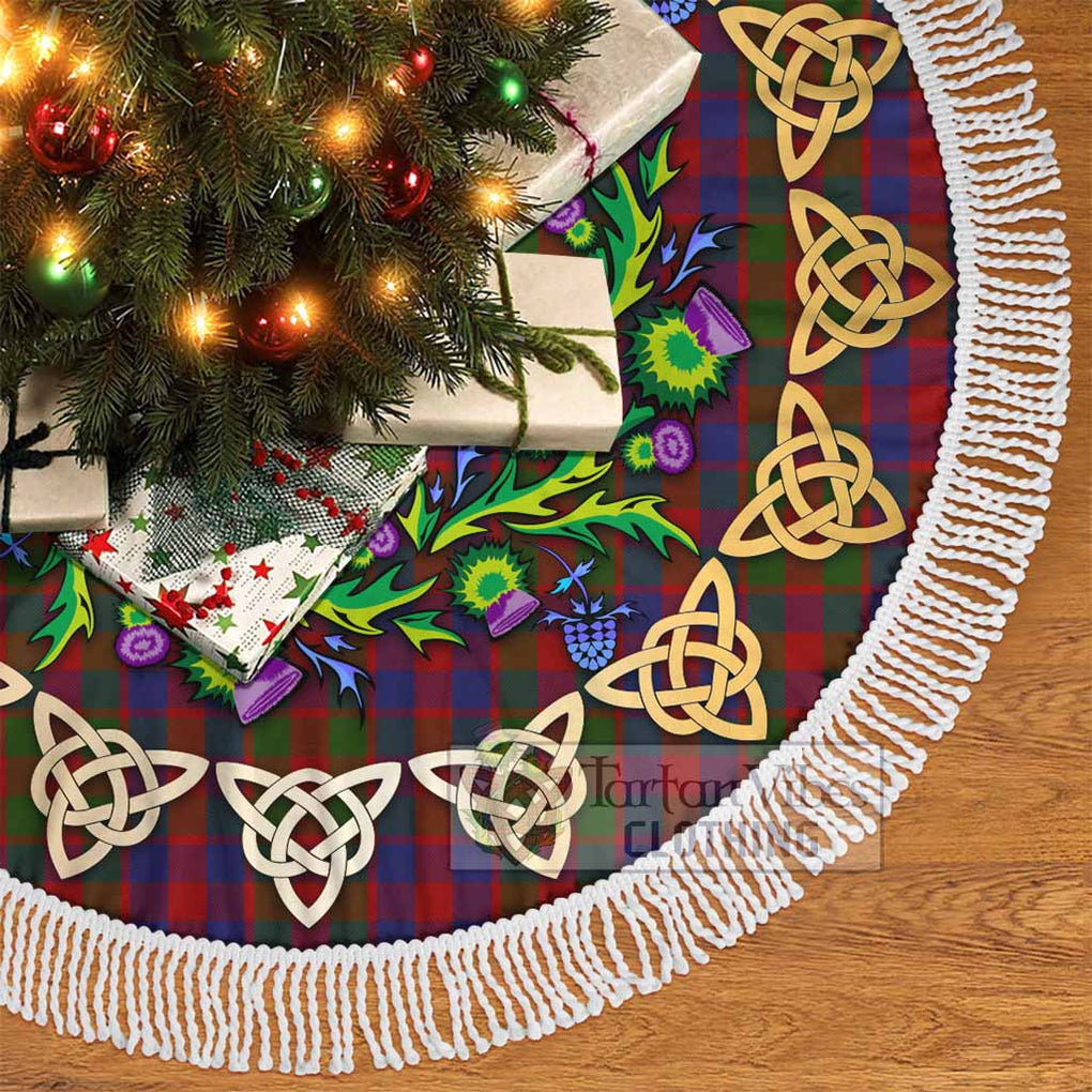 Tartan Vibes Clothing Gow Tartan Christmas Tree Skirt with Thistle Celtic Knot Style