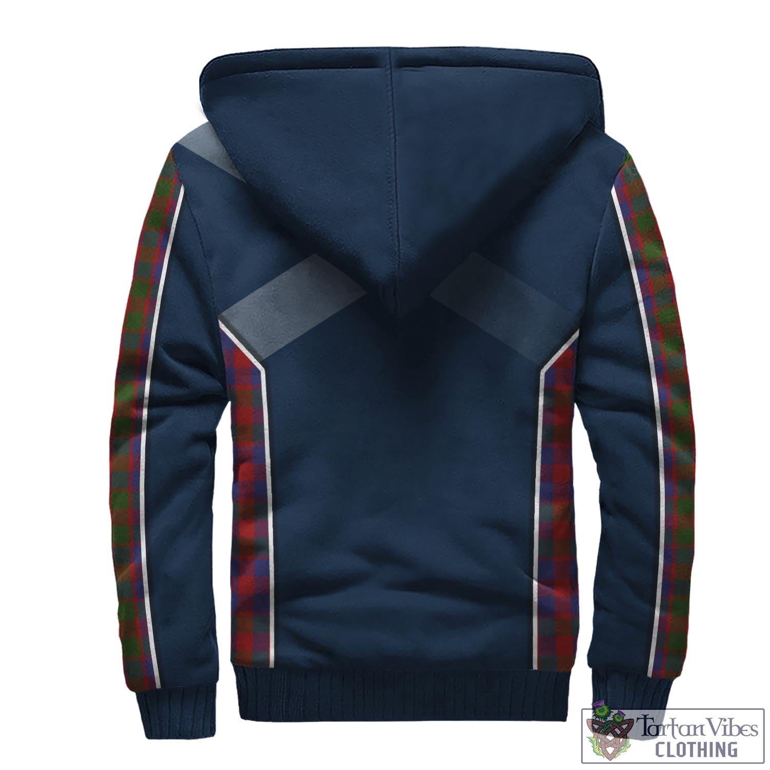 Tartan Vibes Clothing Gow Tartan Sherpa Hoodie with Family Crest and Scottish Thistle Vibes Sport Style