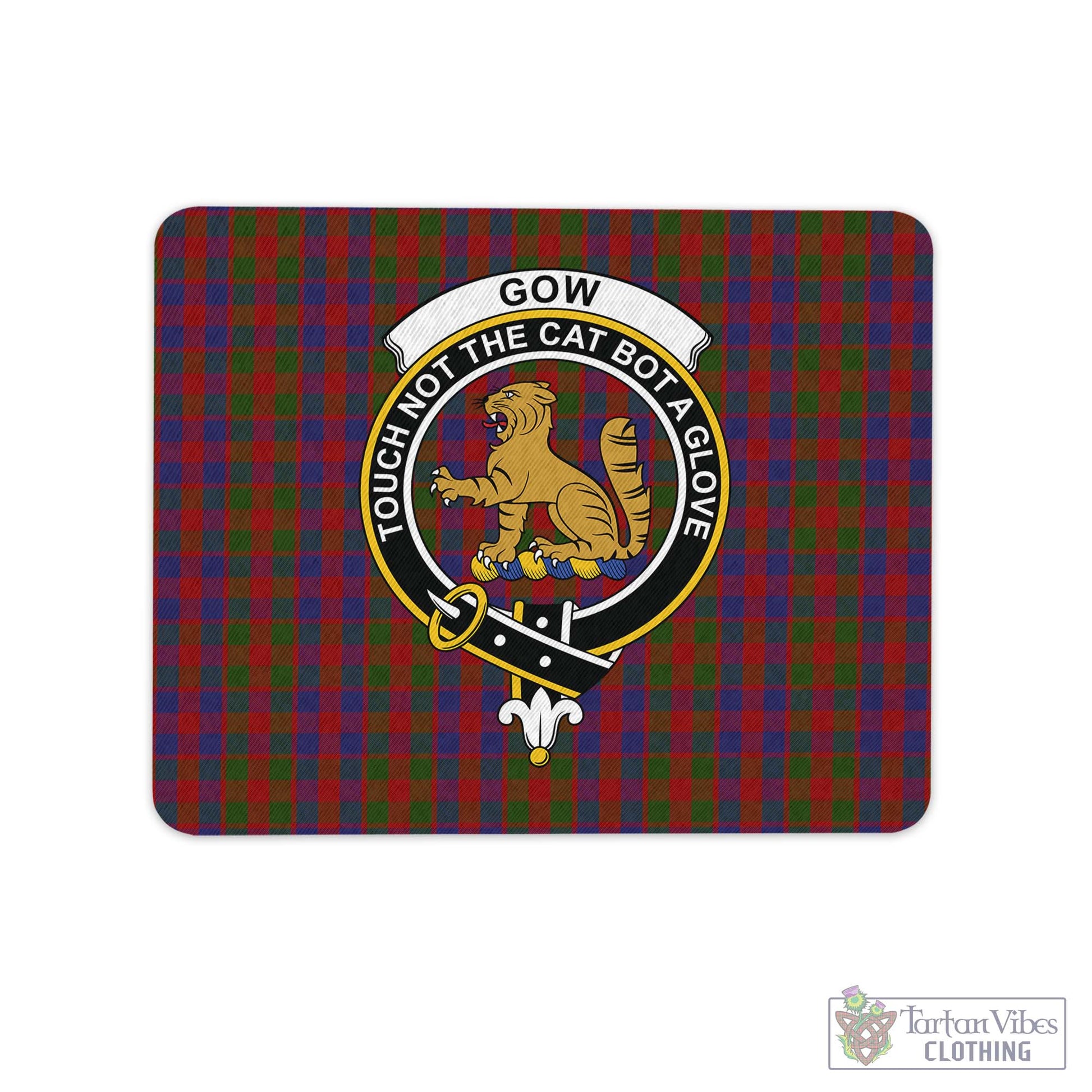 Tartan Vibes Clothing Gow Tartan Mouse Pad with Family Crest