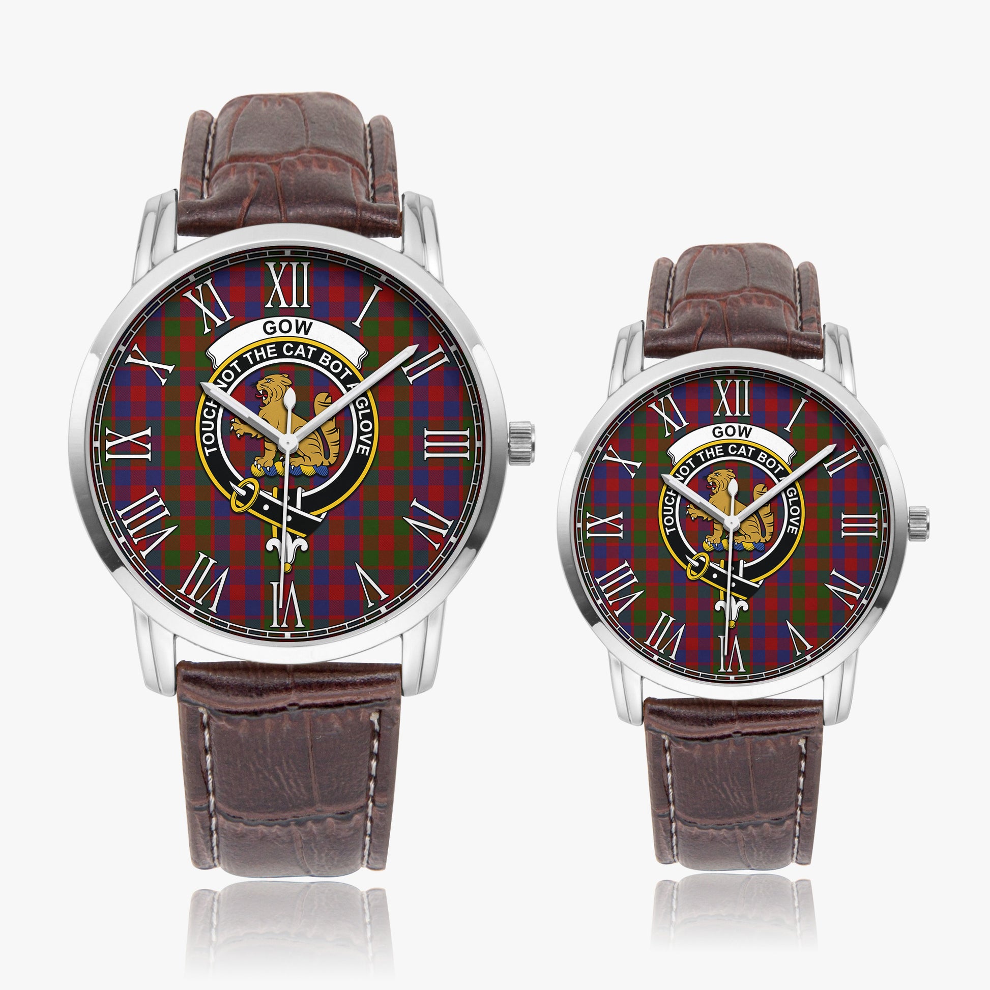 Gow Tartan Family Crest Leather Strap Quartz Watch - Tartanvibesclothing