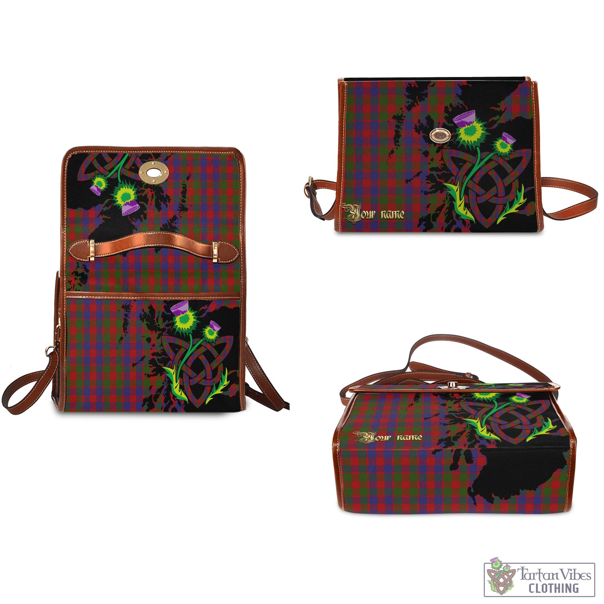 Tartan Vibes Clothing Gow Tartan Waterproof Canvas Bag with Scotland Map and Thistle Celtic Accents