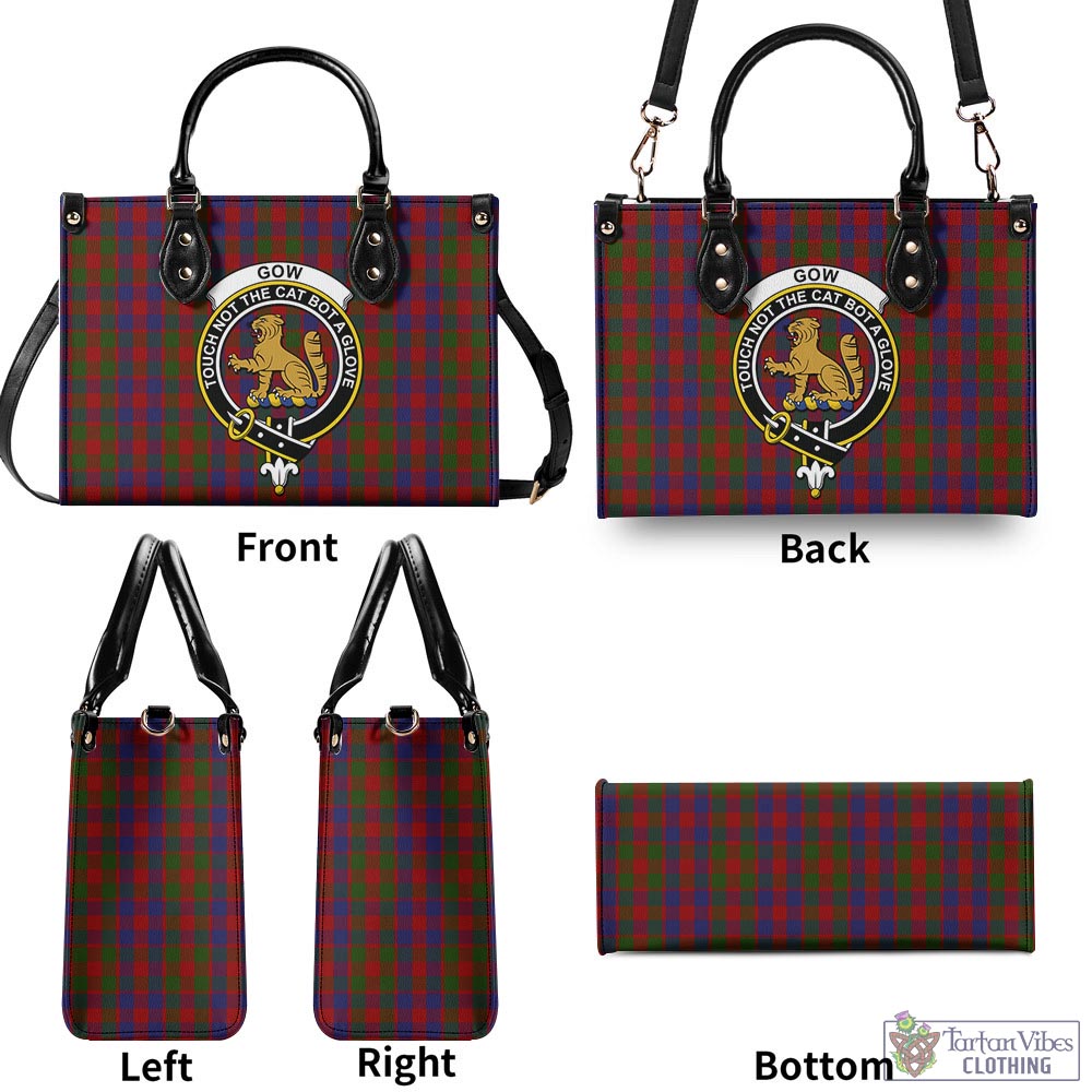 Tartan Vibes Clothing Gow Tartan Luxury Leather Handbags with Family Crest