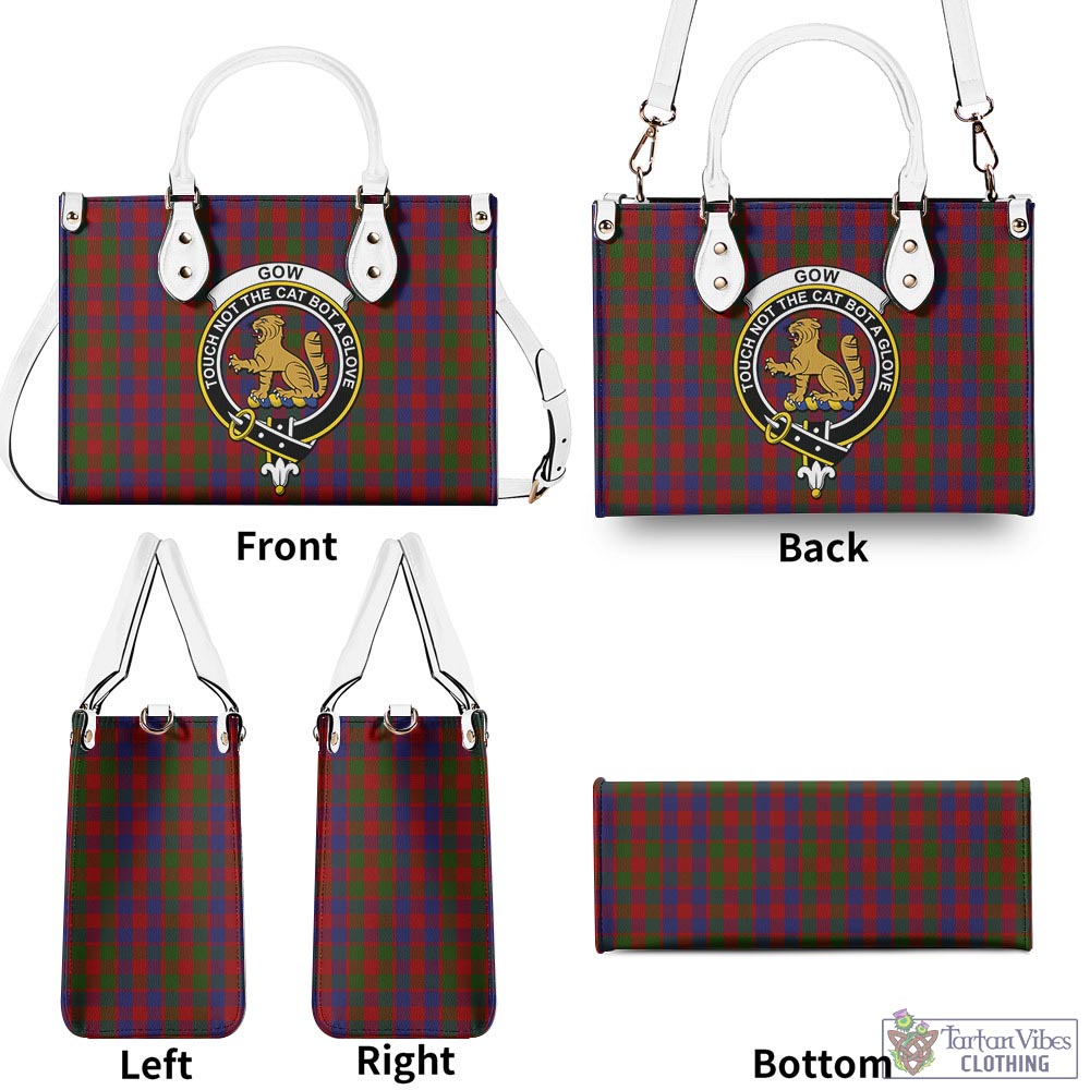 Tartan Vibes Clothing Gow Tartan Luxury Leather Handbags with Family Crest