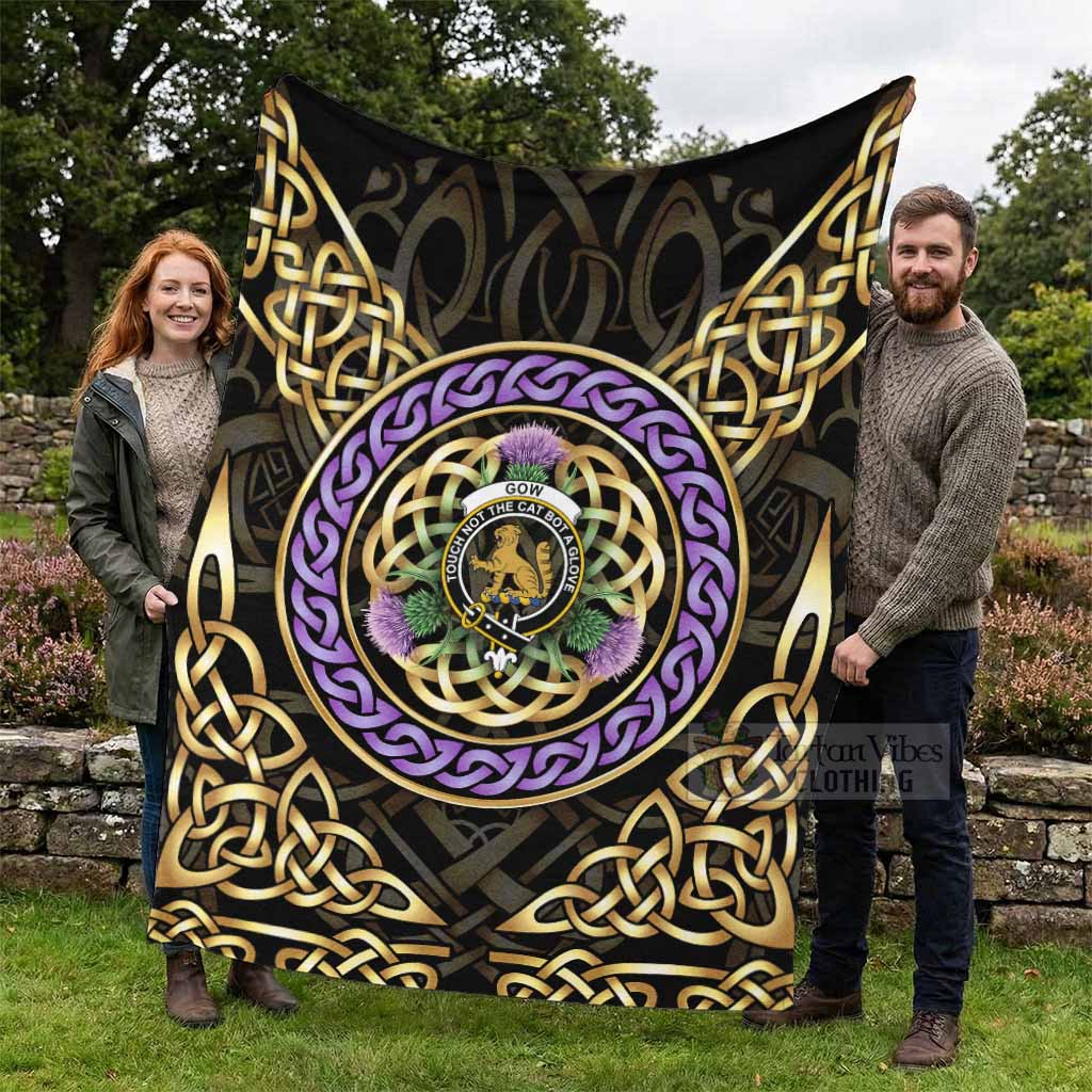 Gow Clan Crest Blanket Celtic Scottish Thistle - Tartan Vibes Clothing