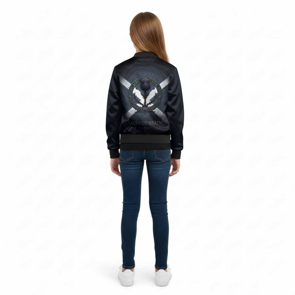 Gow Clan Crest Kid Bomber Jacket with Celtic Knot Thistle and Saltire - Tartan Vibes Clothing