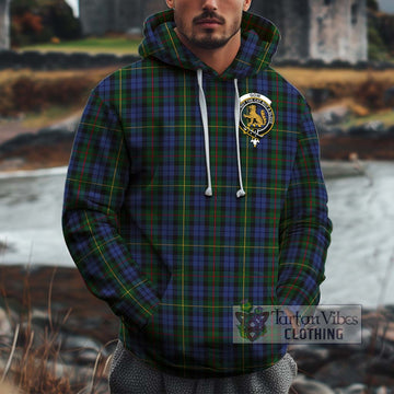 Gow Hunting Tartan Cotton Hoodie with Family Crest