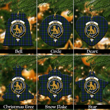 Gow Hunting Tartan Christmas Ceramic Ornaments with Family Crest