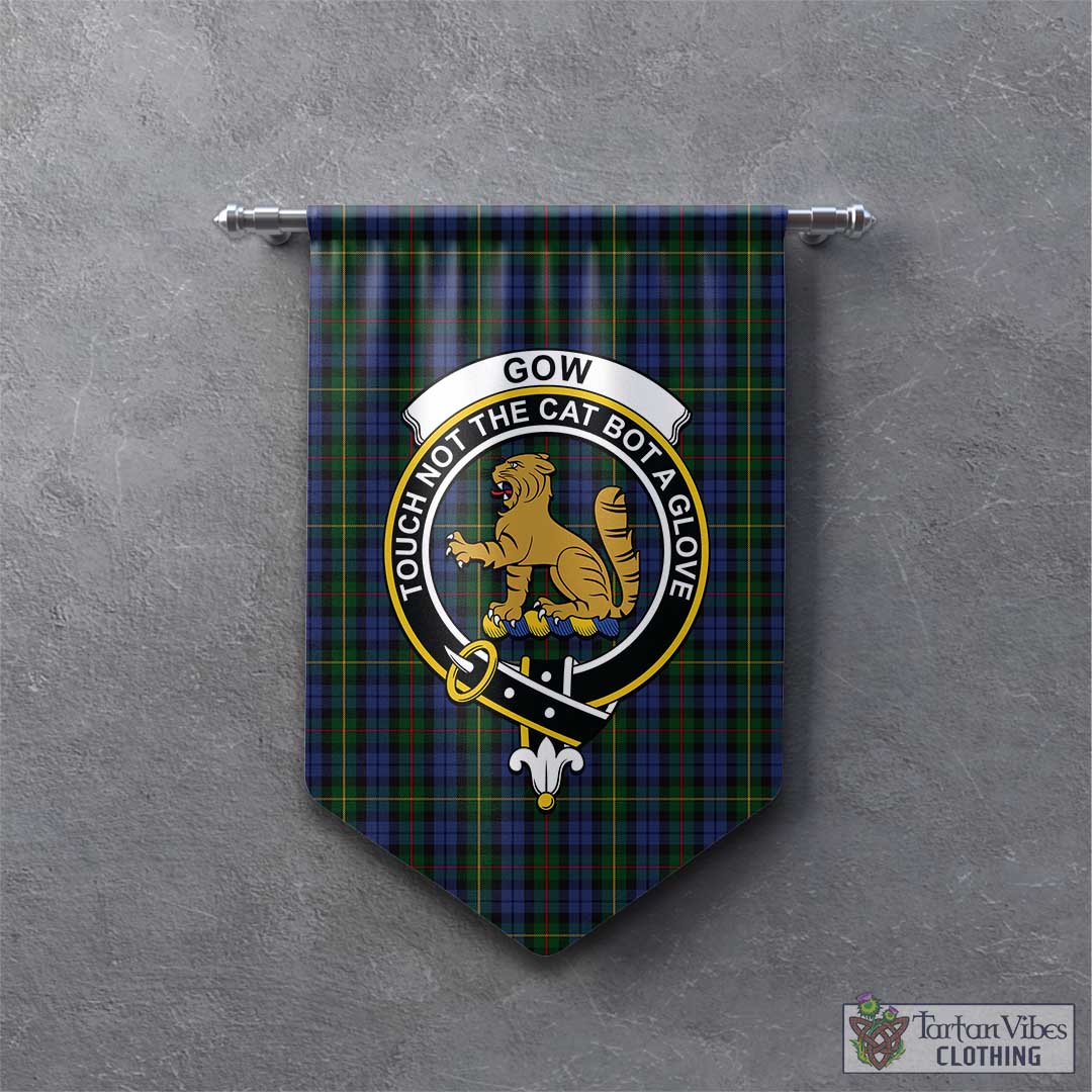 Tartan Vibes Clothing Gow Hunting Tartan Gonfalon, Tartan Banner with Family Crest