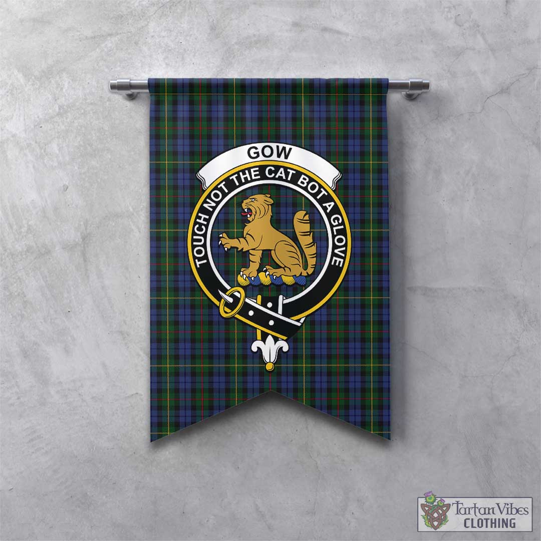 Tartan Vibes Clothing Gow Hunting Tartan Gonfalon, Tartan Banner with Family Crest