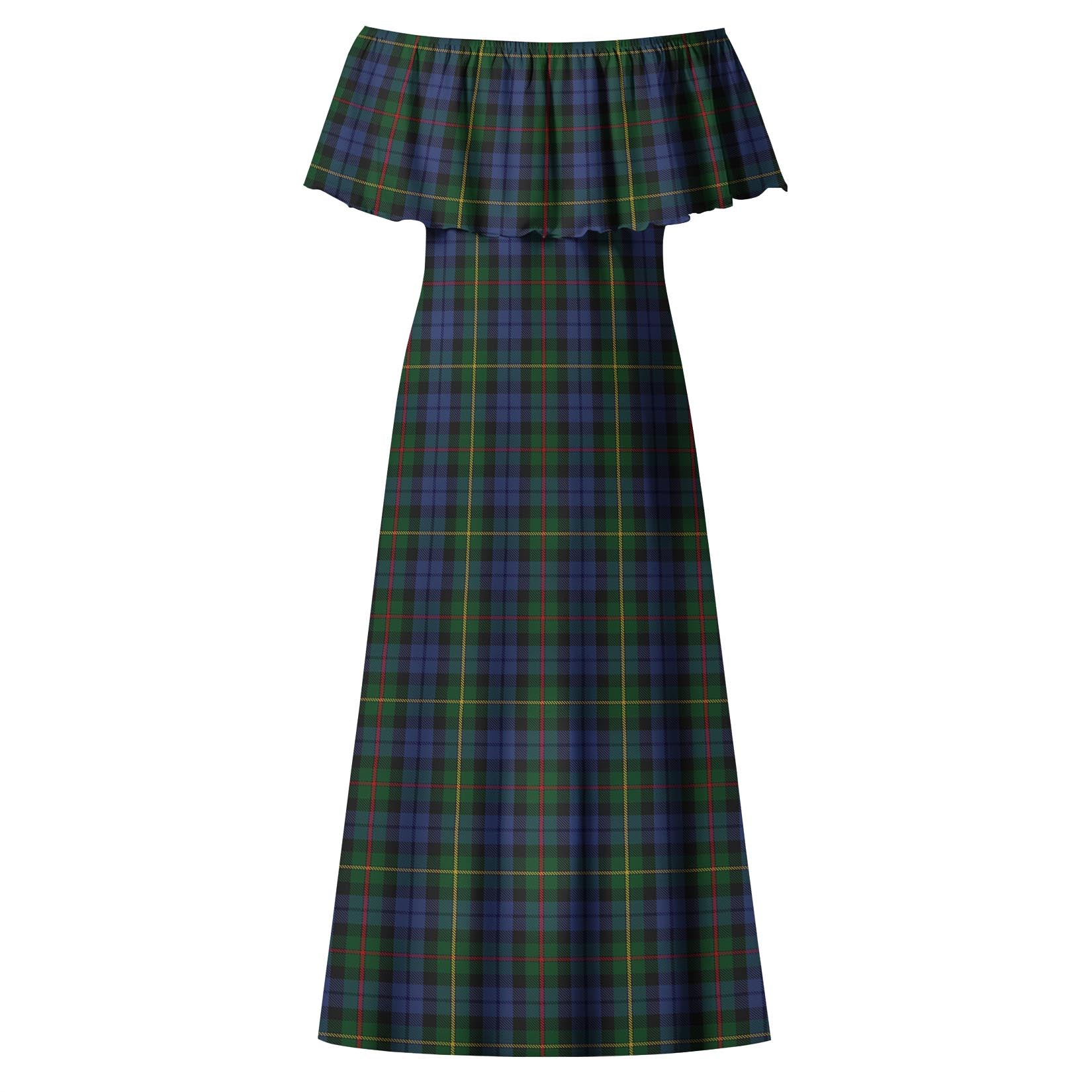 Gow Hunting Tartan Off Shoulder Long Dress - Tartanvibesclothing