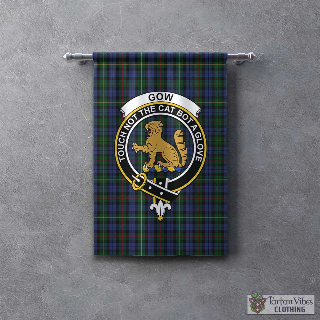 Tartan Vibes Clothing Gow Hunting Tartan Gonfalon, Tartan Banner with Family Crest