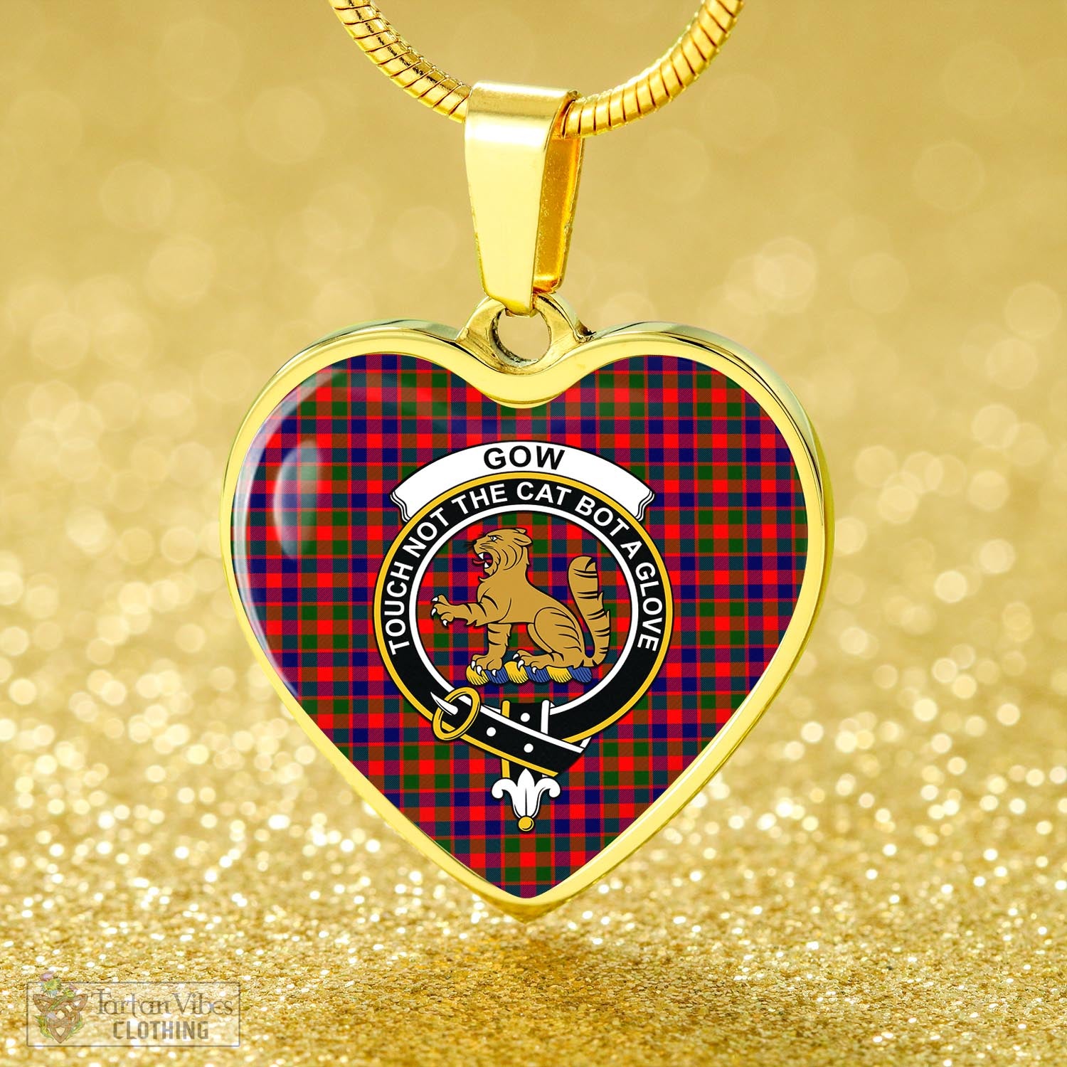 Tartan Vibes Clothing Gow Modern Tartan Heart Necklace with Family Crest