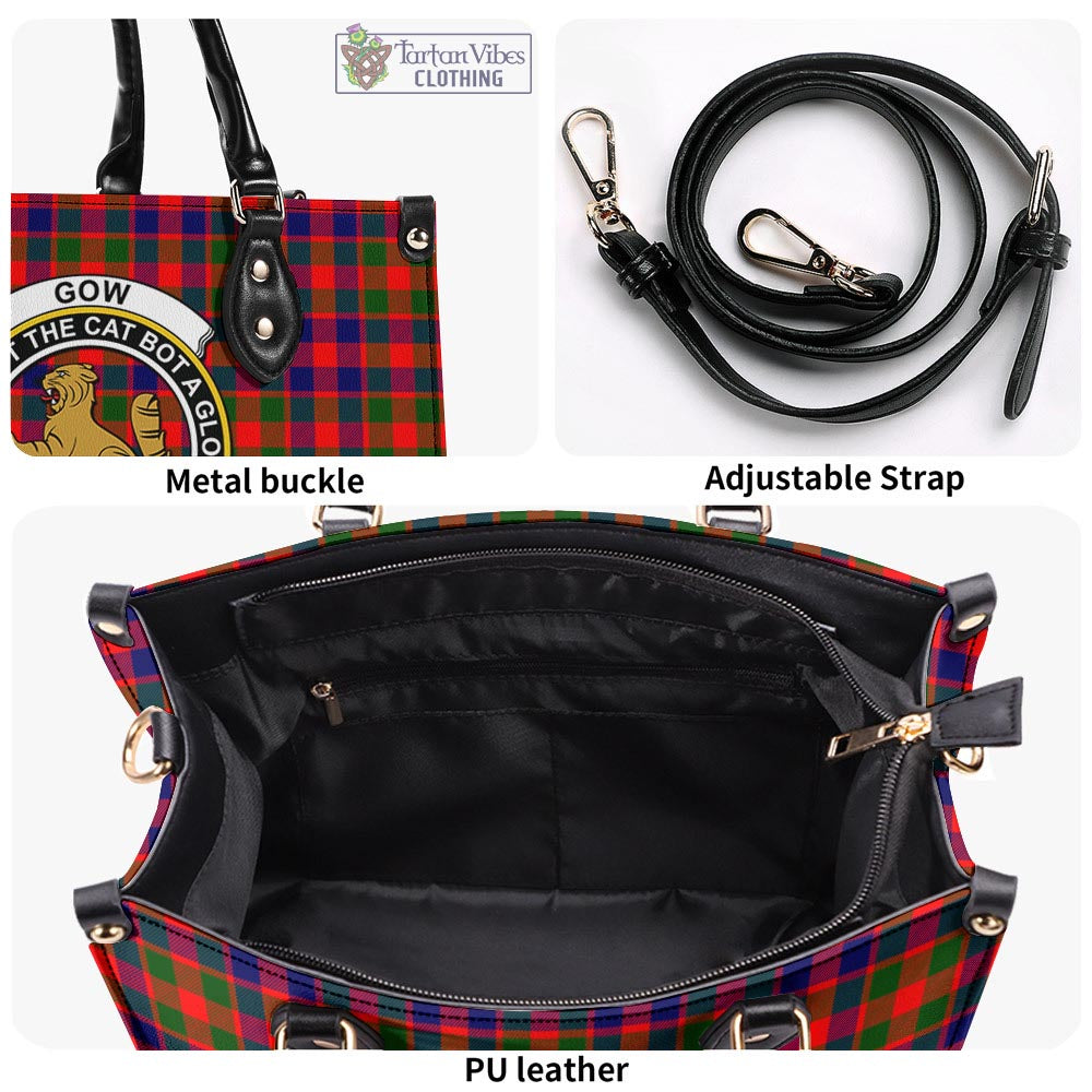 Tartan Vibes Clothing Gow Modern Tartan Luxury Leather Handbags with Family Crest