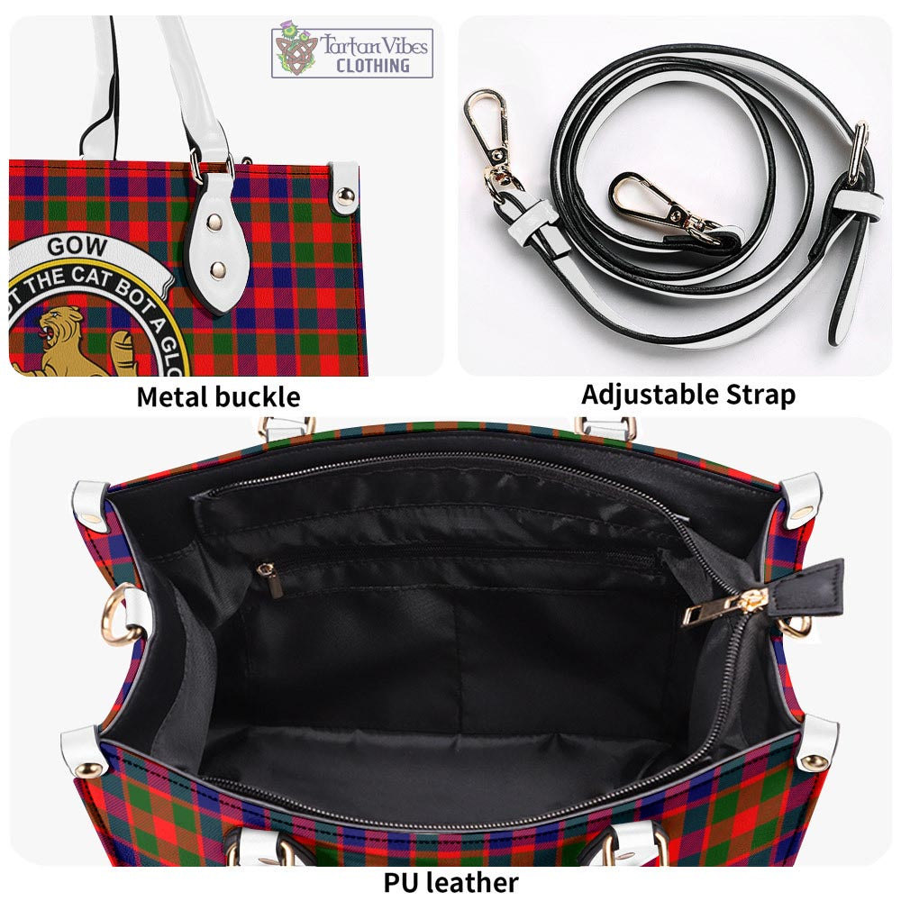 Tartan Vibes Clothing Gow Modern Tartan Luxury Leather Handbags with Family Crest