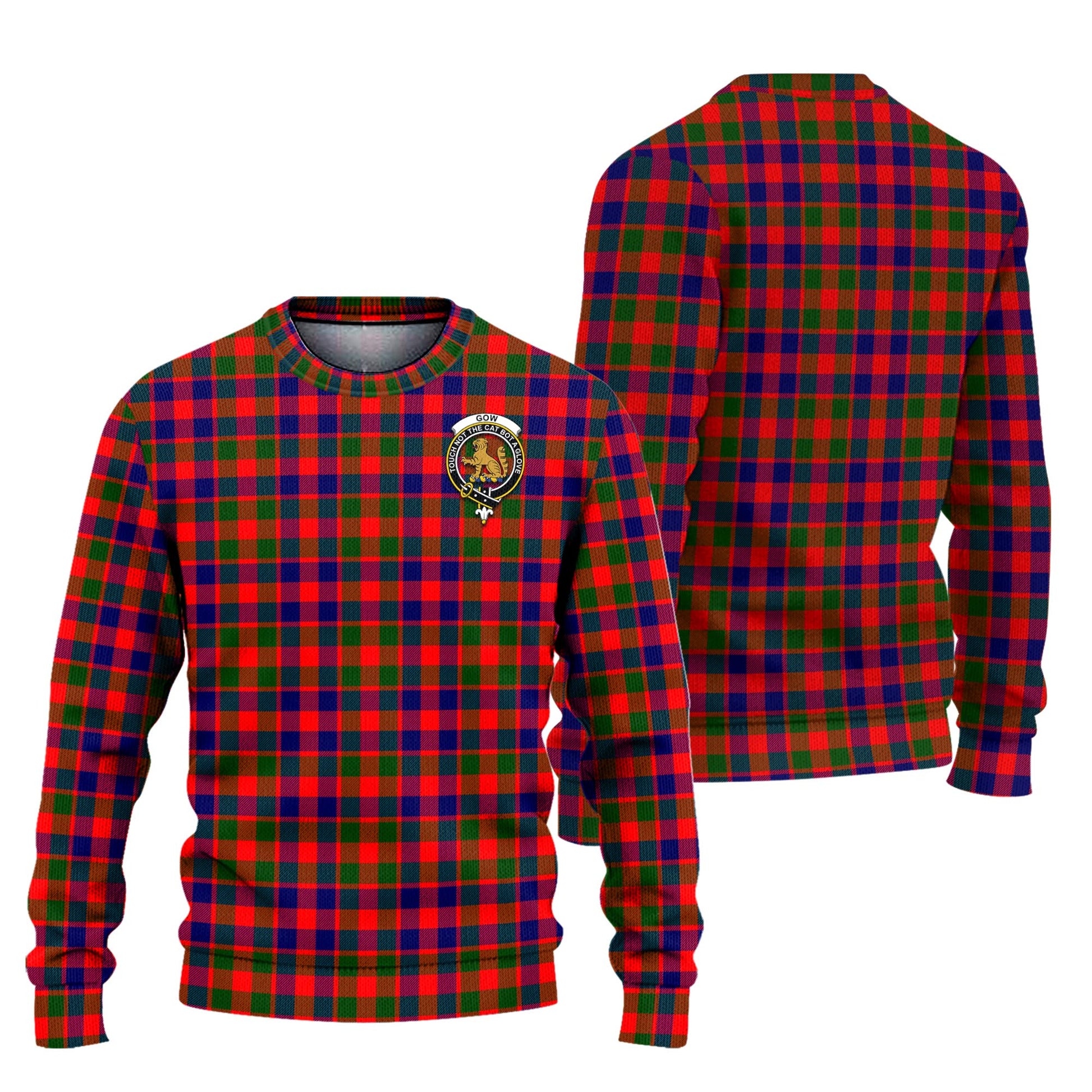 Gow Modern Tartan Knitted Sweater with Family Crest Unisex - Tartanvibesclothing