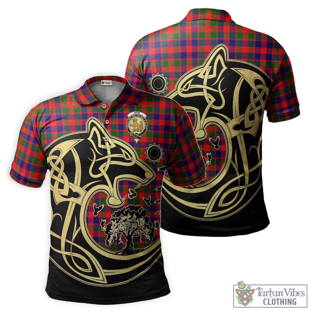 Gow Modern Tartan Polo Shirt with Family Crest Celtic Wolf Style Kid - Tartanvibesclothing Shop