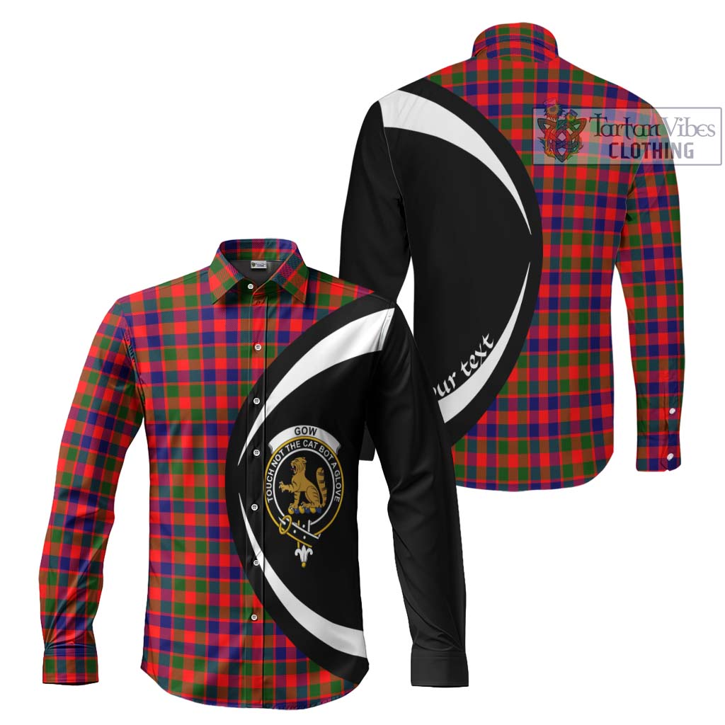 Gow Modern Tartan Long Sleeve Button Up with Family Crest Circle Style Men's Shirt S - Tartan Vibes Clothing