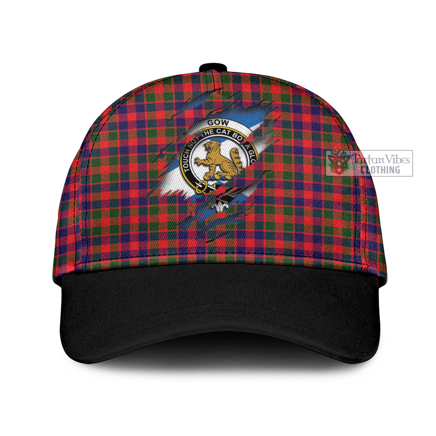 Tartan Vibes Clothing Gow Modern Tartan Classic Cap with Family Crest In Me Style