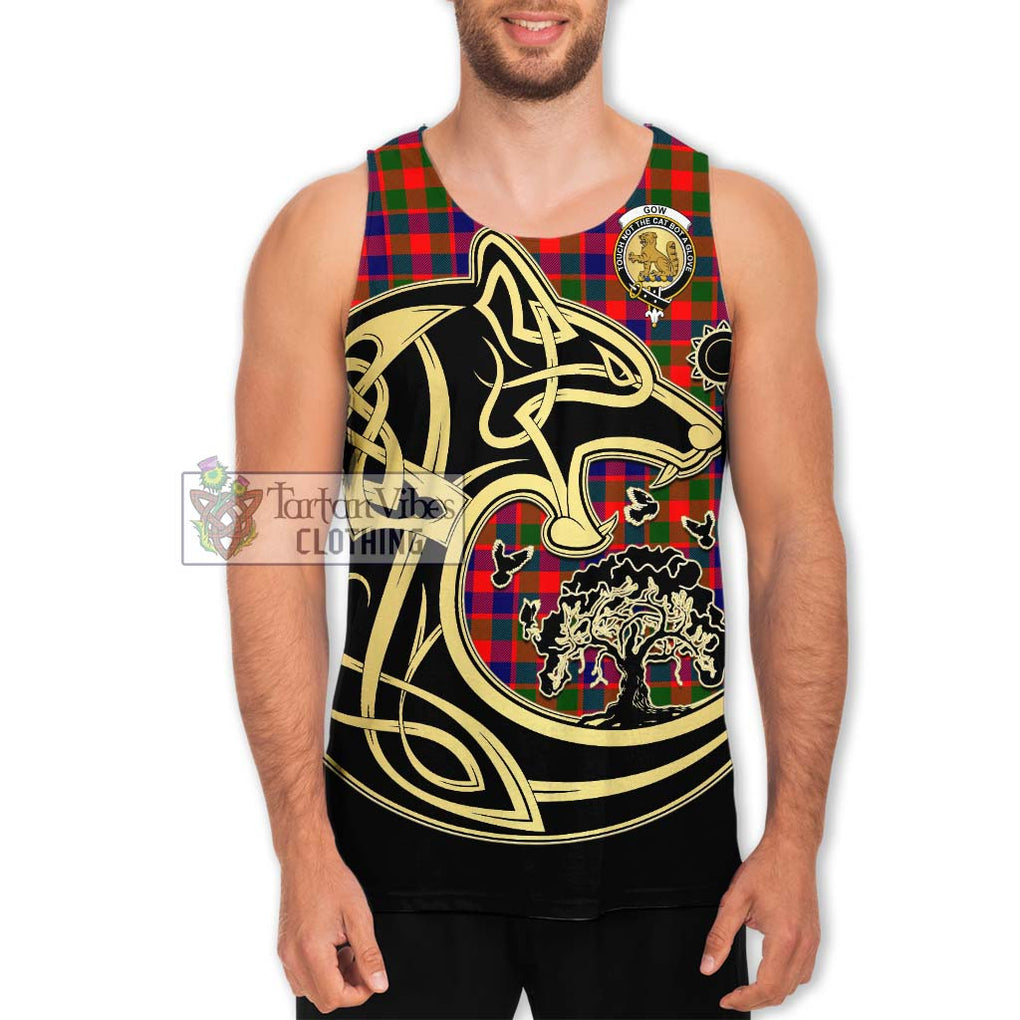 Gow Modern Tartan Men's Tank Top with Family Crest Celtic Wolf Style Men - Tartan Vibes Clothing