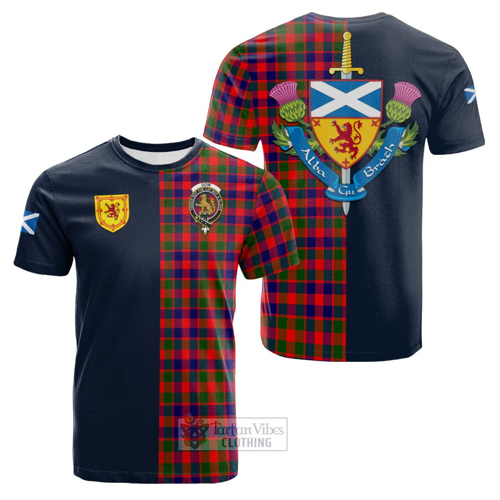 Tartan Vibes Clothing Gow Modern Tartan Cotton T-shirt with Scottish Lion Royal Arm Half Style