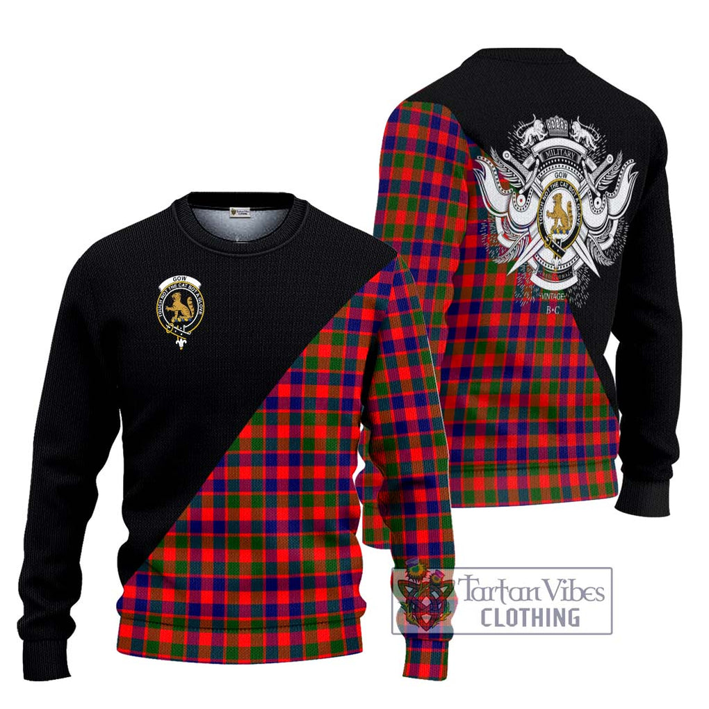 Gow Modern Tartan Knitted Sweater with Family Crest and Military Logo Style Unisex - Tartanvibesclothing Shop