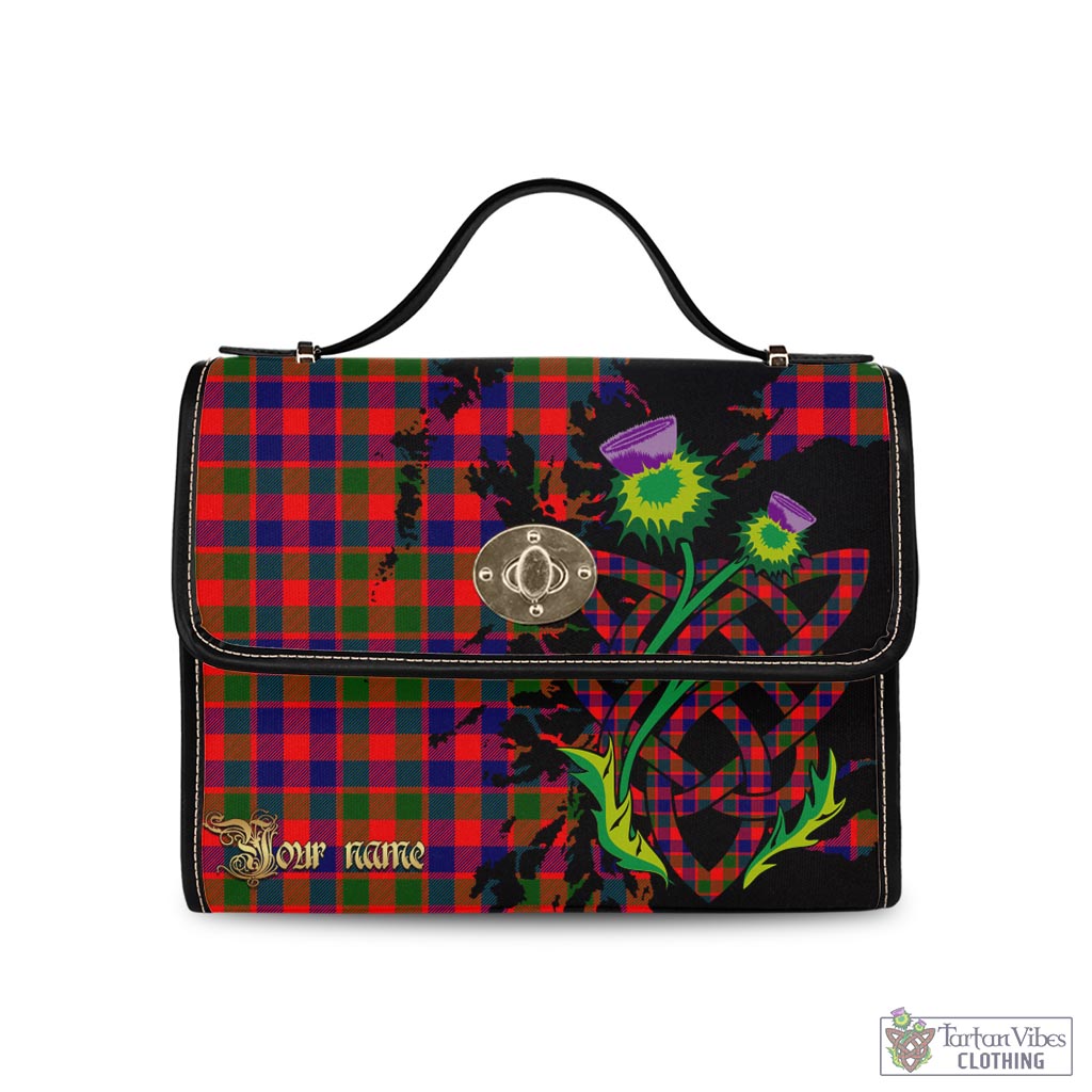 Tartan Vibes Clothing Gow Modern Tartan Waterproof Canvas Bag with Scotland Map and Thistle Celtic Accents