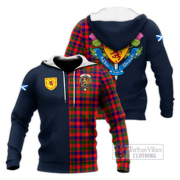 Gow Modern Tartan Knitted Hoodie Alba with Scottish Lion Royal Arm Half Style