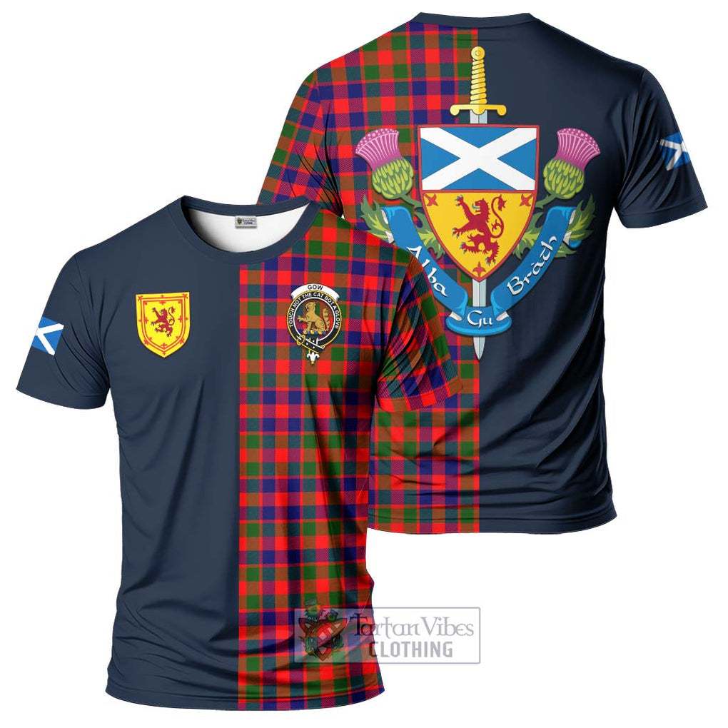 Tartan Vibes Clothing Gow Modern Tartan T-Shirt Alba with Scottish Lion Royal Arm Half Style