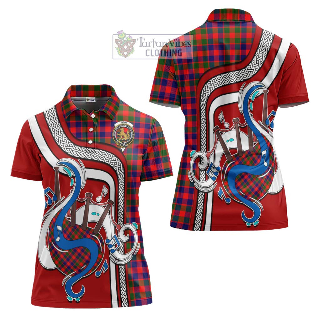 Gow Modern Tartan Women's Polo Shirt with Epic Bagpipe Style Women - Tartanvibesclothing Shop