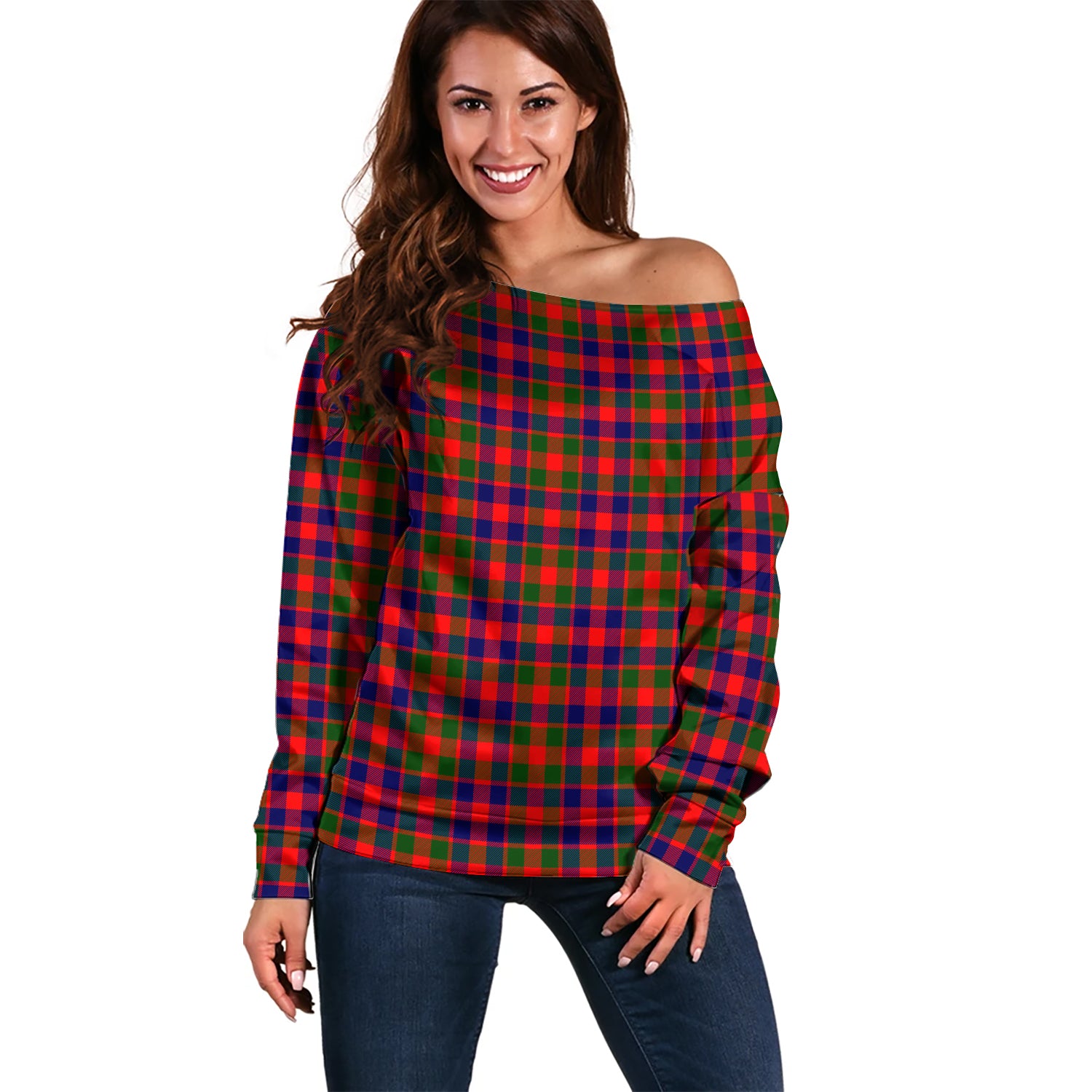 Gow Modern Tartan Off Shoulder Women Sweater Women - Tartanvibesclothing