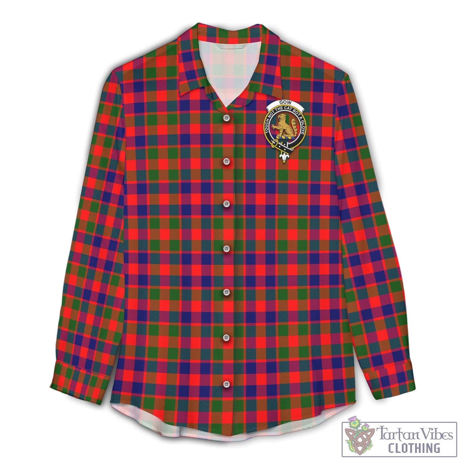 Tartan Vibes Clothing Gow Modern Tartan Womens Casual Shirt with Family Crest