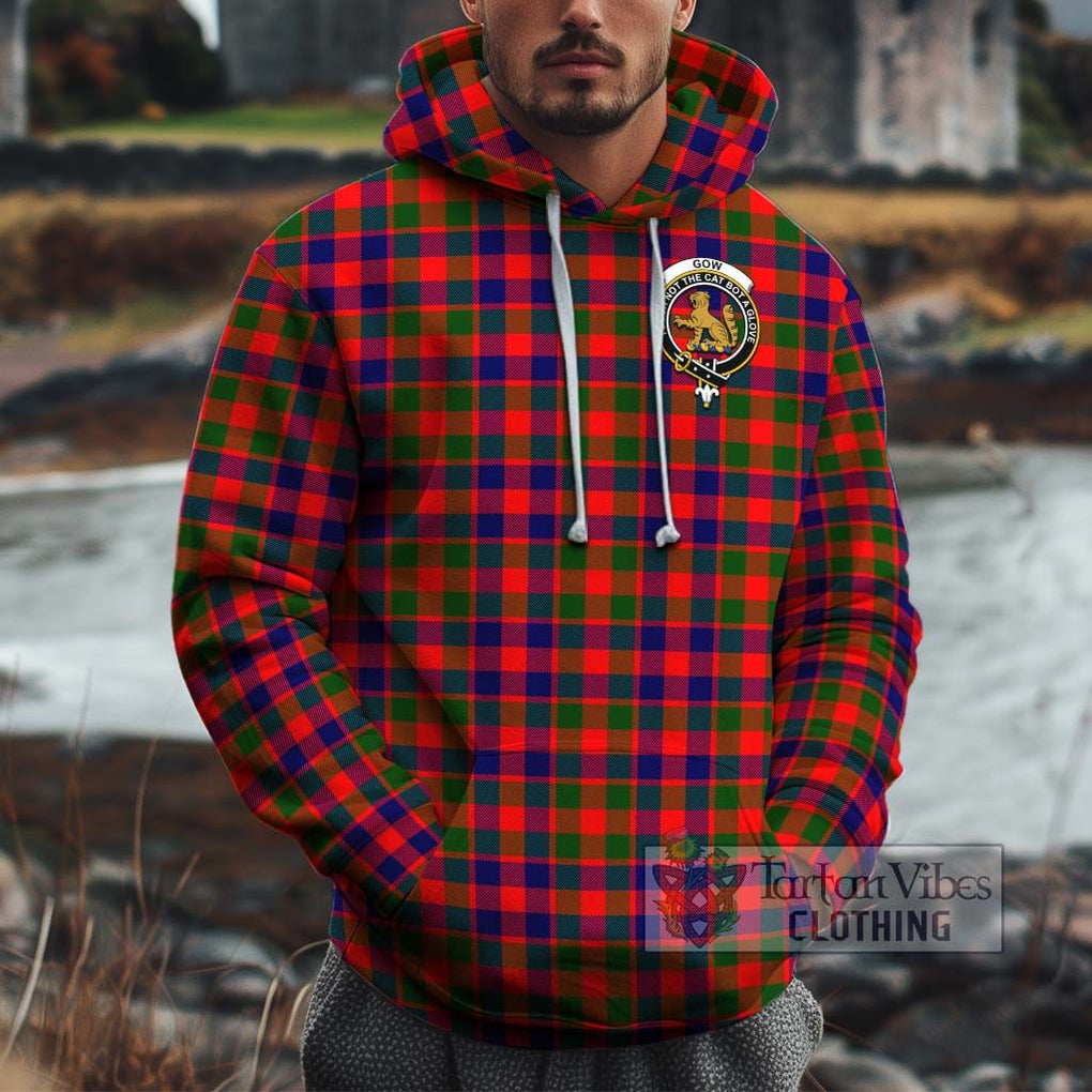 Gow Modern Tartan Cotton Hoodie with Family Crest Pullover Hoodie XS - Tartan Vibes Clothing