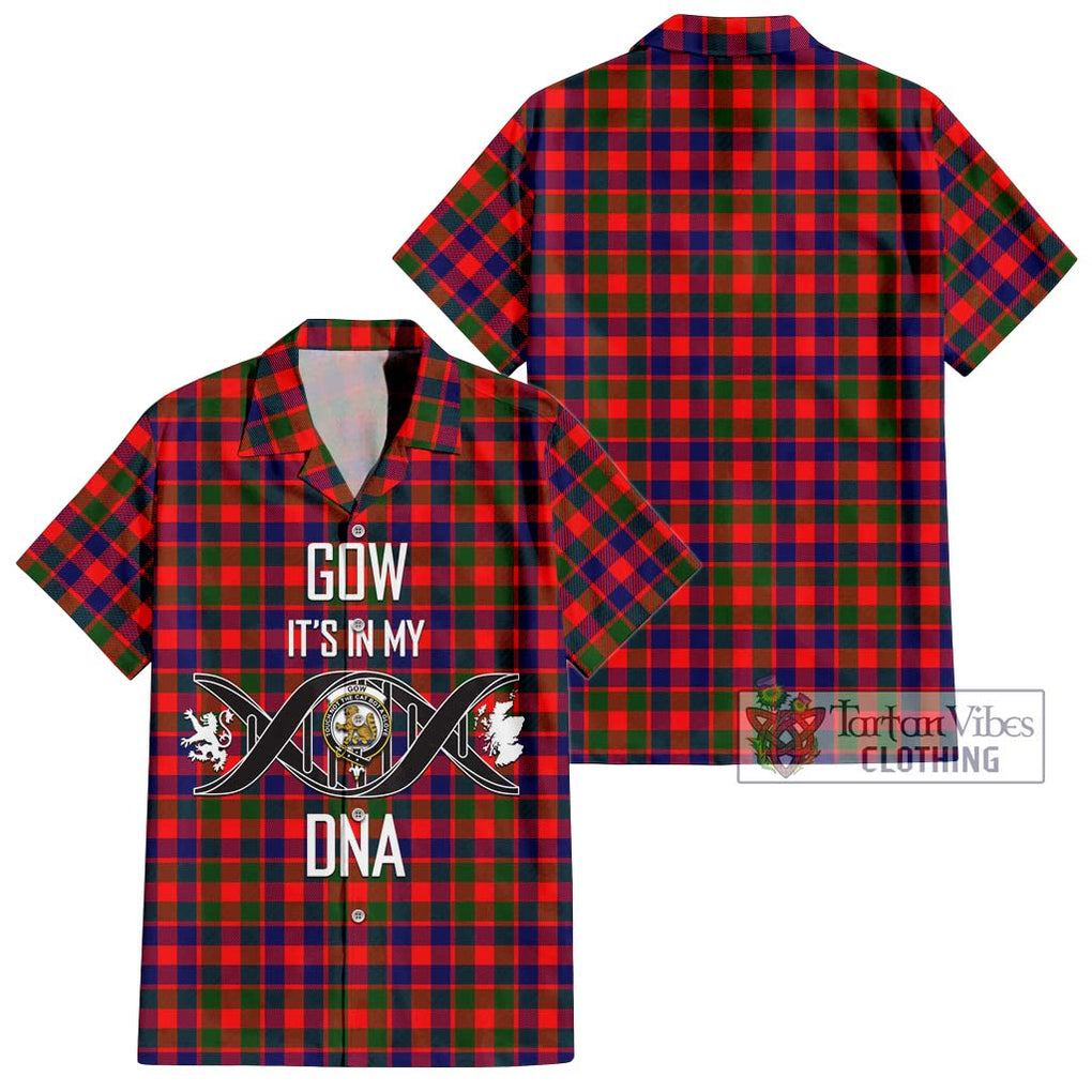 Gow Modern Tartan Short Sleeve Button Shirt with Family Crest DNA In Me Style Kid - Tartanvibesclothing Shop