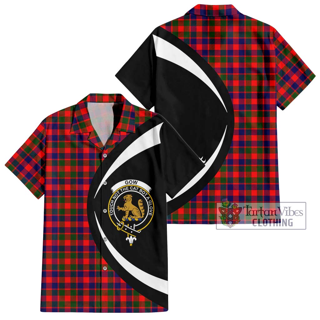 Gow Modern Tartan Short Sleeve Button Up with Family Crest Circle Style Kid - Tartan Vibes Clothing