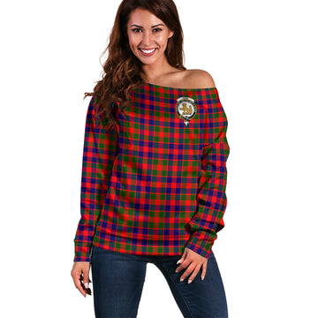 Gow Modern Tartan Off Shoulder Women Sweater with Family Crest