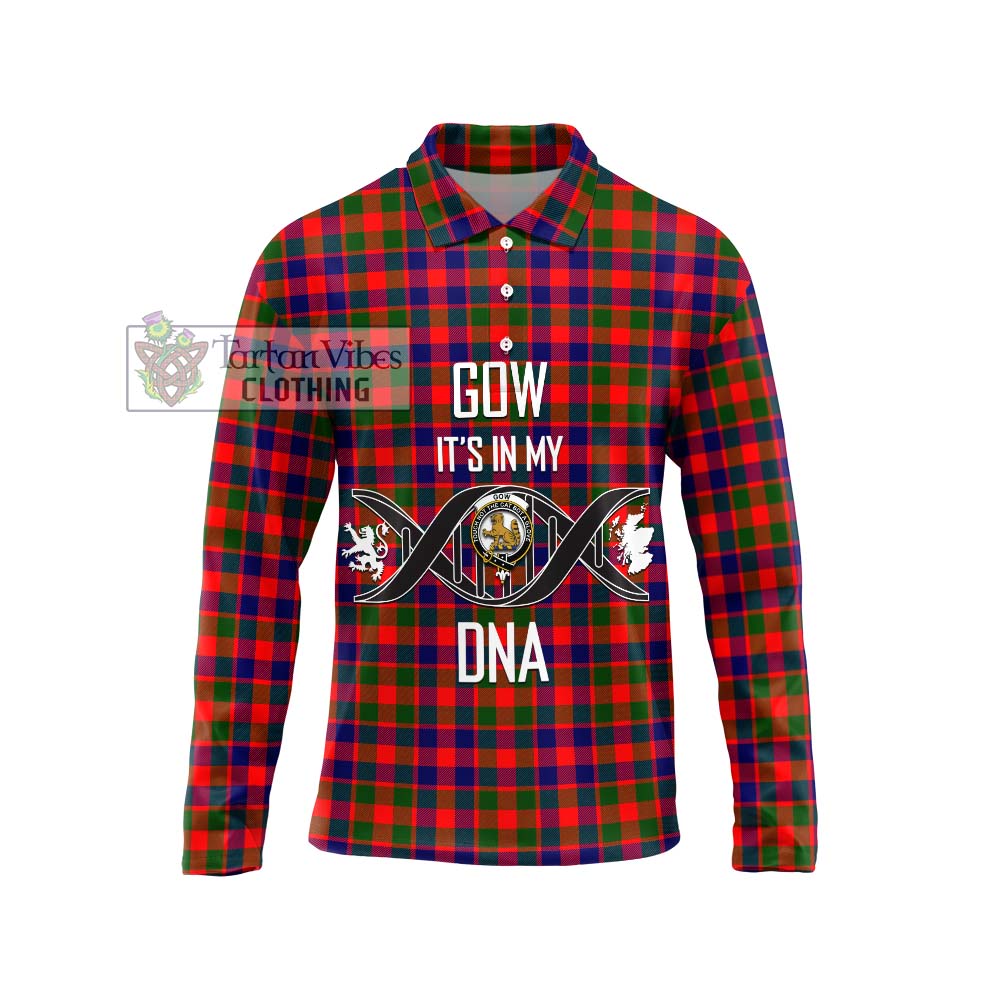 Gow Modern Tartan Long Sleeve Polo Shirt with Family Crest DNA In Me Style Unisex - Tartanvibesclothing Shop