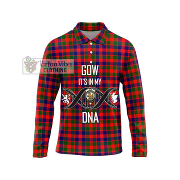 Gow Modern Tartan Long Sleeve Polo Shirt with Family Crest DNA In Me Style