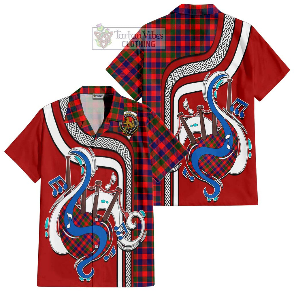 Gow Modern Tartan Short Sleeve Button Shirt with Epic Bagpipe Style Kid - Tartanvibesclothing Shop