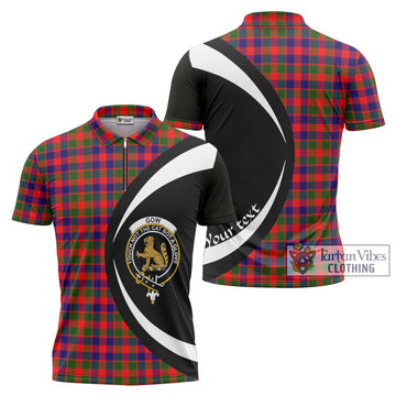 Gow Modern Tartan Zipper Polo Shirt with Family Crest Circle Style