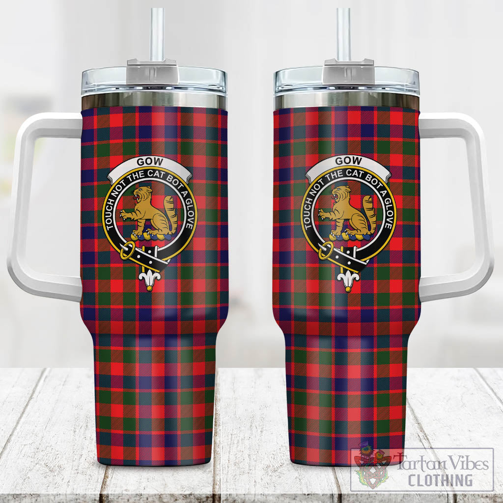 Tartan Vibes Clothing Gow Modern Tartan and Family Crest Tumbler with Handle