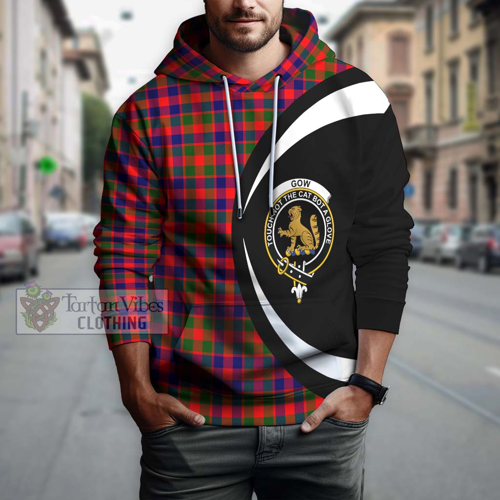 Tartan Vibes Clothing Gow Modern Tartan Hoodie with Family Crest Circle Style