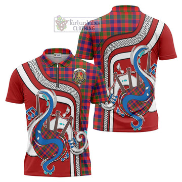 Gow Modern Tartan Zipper Polo Shirt with Epic Bagpipe Style