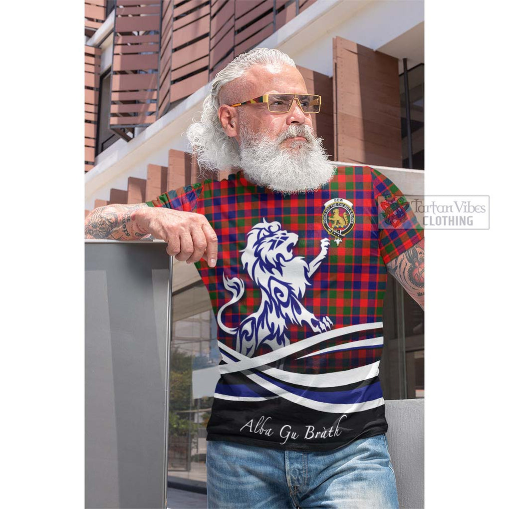 Tartan Vibes Clothing Gow Modern Tartan Cotton T-shirt with Alba Gu Brath Regal Lion Emblem