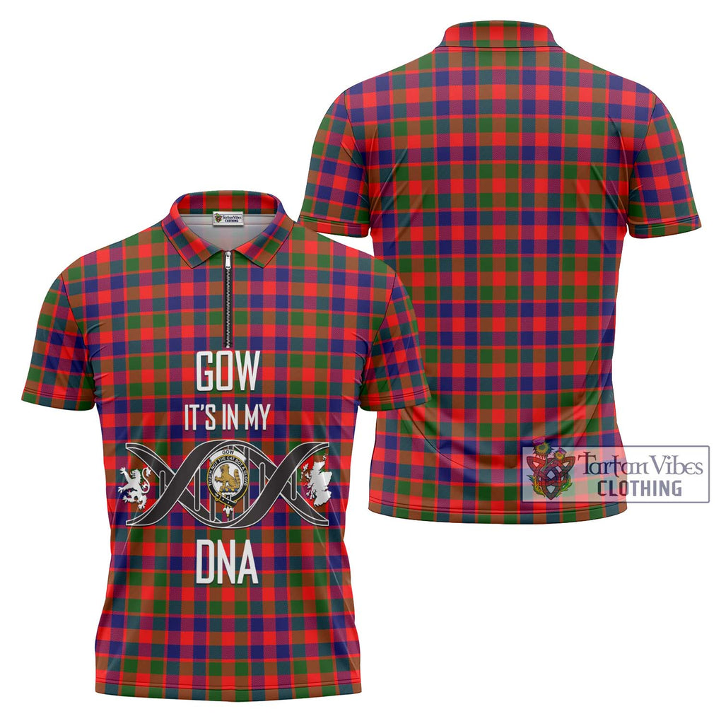 Gow Modern Tartan Zipper Polo Shirt with Family Crest DNA In Me Style Unisex - Tartanvibesclothing Shop